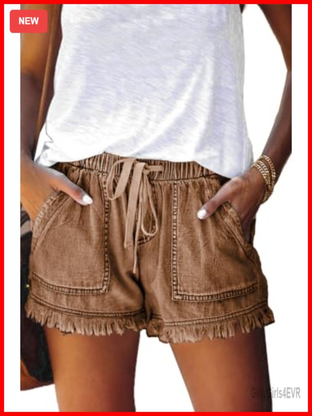 Women's Denim Shorts High Rise Drawstring Cotton Linen Lightweight Casual